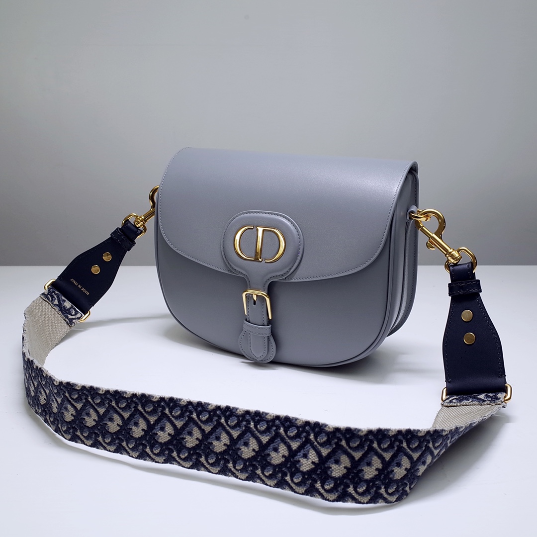 Large Dior Bobby Bag Grey Box Calfskin